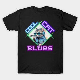 Stylish Cat with Harmonica: "Cool Cat Blues" T-Shirt